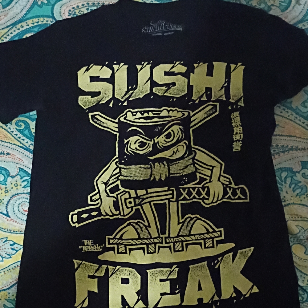 Sushi Freak Black and Gold Graphic Tee